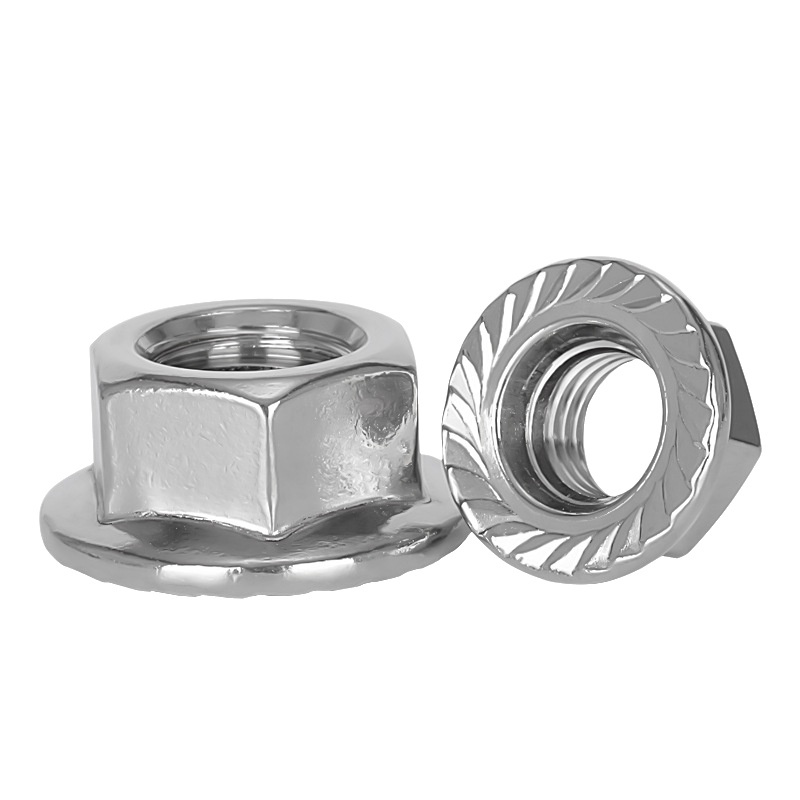 304 stainless steel hexagonal flange toothed lock nut photovoltaic bracket nut flange surface flower tooth lock nut non-standard parts customization