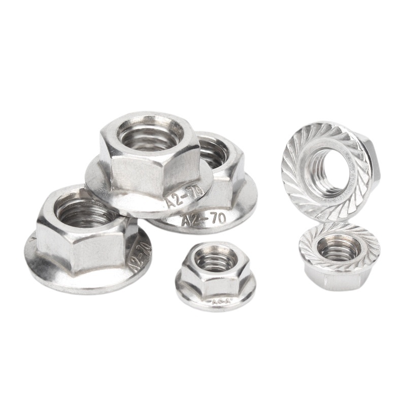 304 stainless steel hexagonal flange toothed lock nut photovoltaic bracket nut flange surface flower tooth lock nut non-standard parts customization